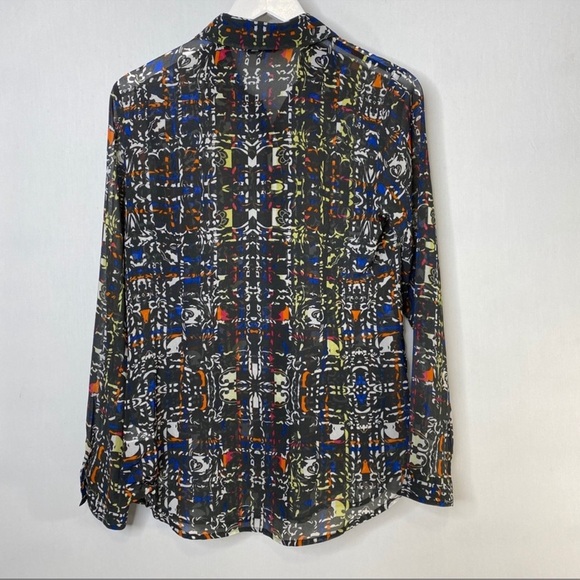 Cabi #129 Sheer Blouse Long Sleeve Button Down Med - Picture 3 of 7